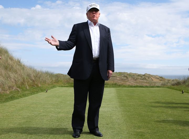 Trump on a previous visit to Trump International Gold Links in Balmedie, Scotland.