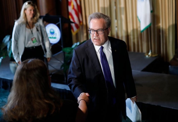 Acting EPA Administrator Andrew Wheeler addressed staffers at the agency’s headquarters in Washington on July 11. He said he was instructed by President Donald Trump to “clean up the air, clean up the water and provide regulatory relief.”