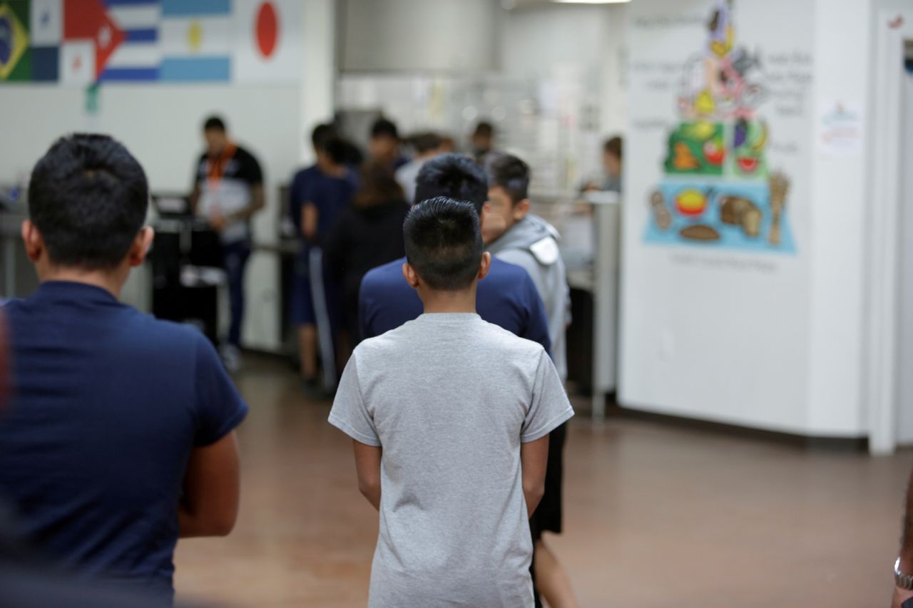 Occupants at Casa Padre, a shelter that houses separated and unaccompanied minors in Brownsville, Texas, are seen in this photo provided by the U.S. Department of Health and Human Services on June 14, 2018.