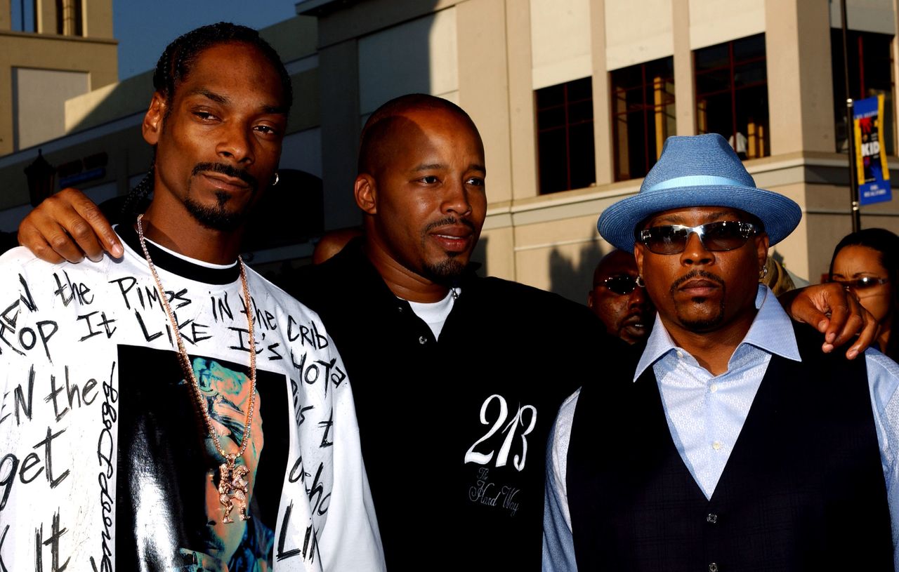 Snoop Dogg, Warren G and Nate Dogg arrive at the BET Comedy Awards at the Pasadena Civic Auditorium Sept. 28, 2004, in Pasadena, California.