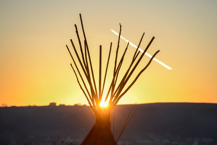 An encampment for people protesting the Dakota Access pipeline near the Standing Rock Indian Reservation on Nov. 9, 2016. Now, activists on the reservation are looking to move toward solar and other sources of renewable energy. 