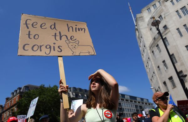 Demonstrators protest against the visit of U.S. President Donald Trump, in central London, Britain, July 13, 2018.