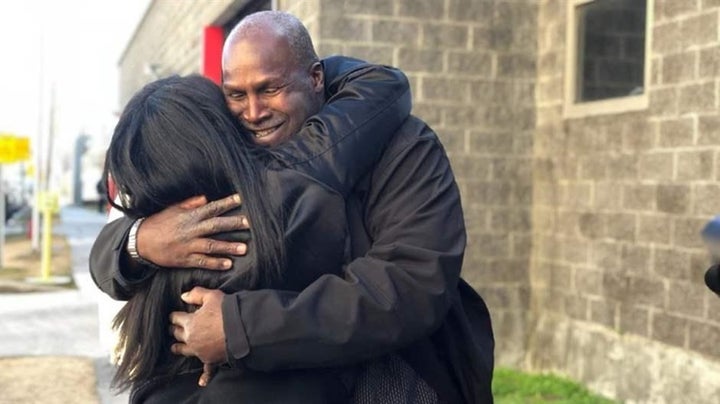 Malcolm Alexander hugs his niece in January after his release from the Louisiana State Penitentiary at Angola after nearly 38
