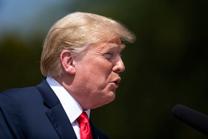 Prime Minister Theresa May and U.S. President Donald Trump hold a joint press conference at Chequers on July 13, 2018 in Aylesbury, England.