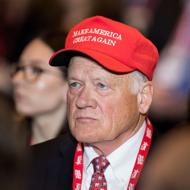 The Trump Make America Great Again Committee, which sells Trump-branded merchandise like the one worn above by a CPAC attendee, raised more than $10 million in the second quarter. 