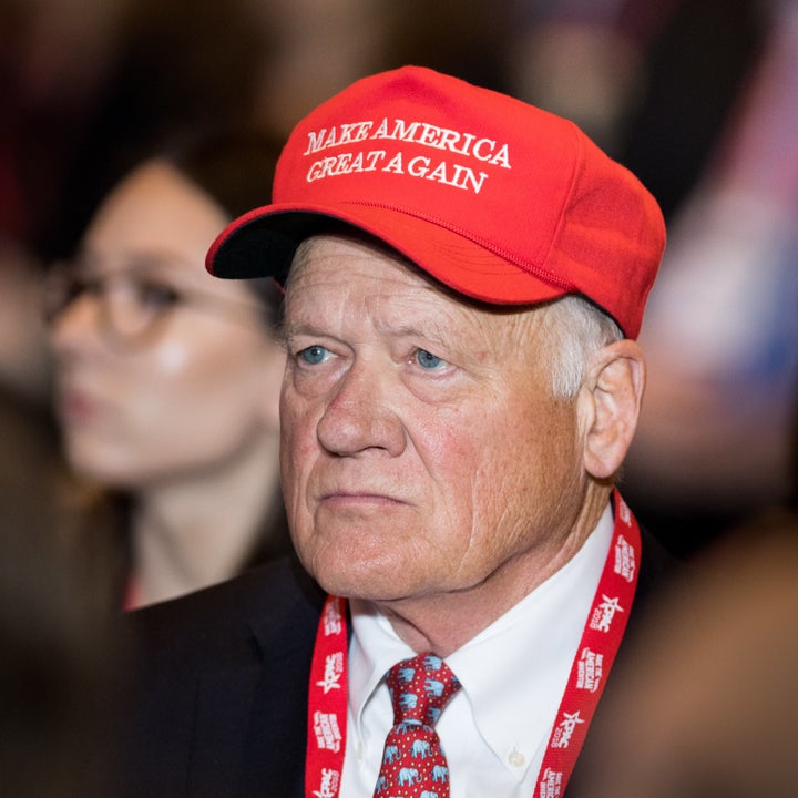 The Trump Make America Great Again Committee, which sells Trump-branded merchandise like the one worn above by a CPAC attendee, raised more than $10 million in the second quarter.