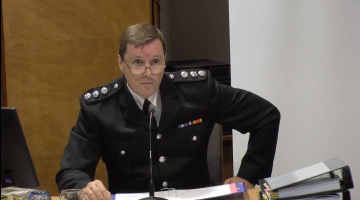 London Fire Brigade Station Manager Jason Oliff gives evidence on Monday into the public inquiry into the Grenfell Tower fire