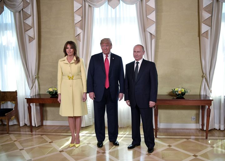 Vladimir Putin meets Donald and Melania Trump in Helsinki, Finland.