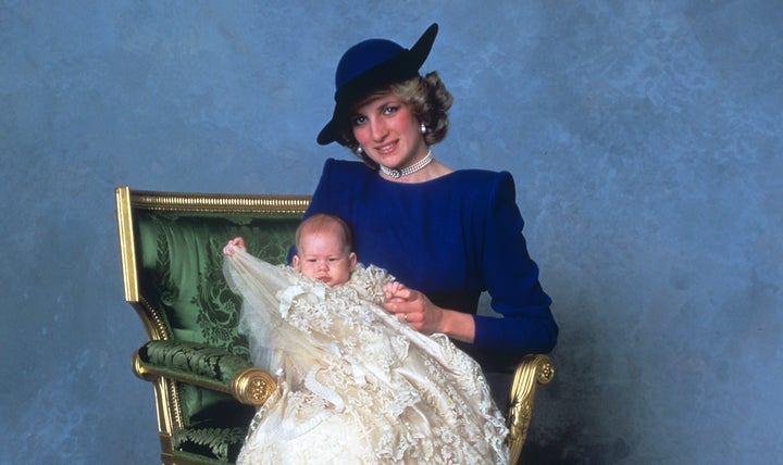 Princess Diana with Prince Harry on his christening day. 