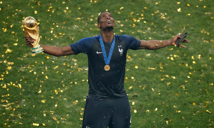 Paul Pogba celebrates after France defeated Croatia 4-2 in the World Cup final in Moscow on Sunday.