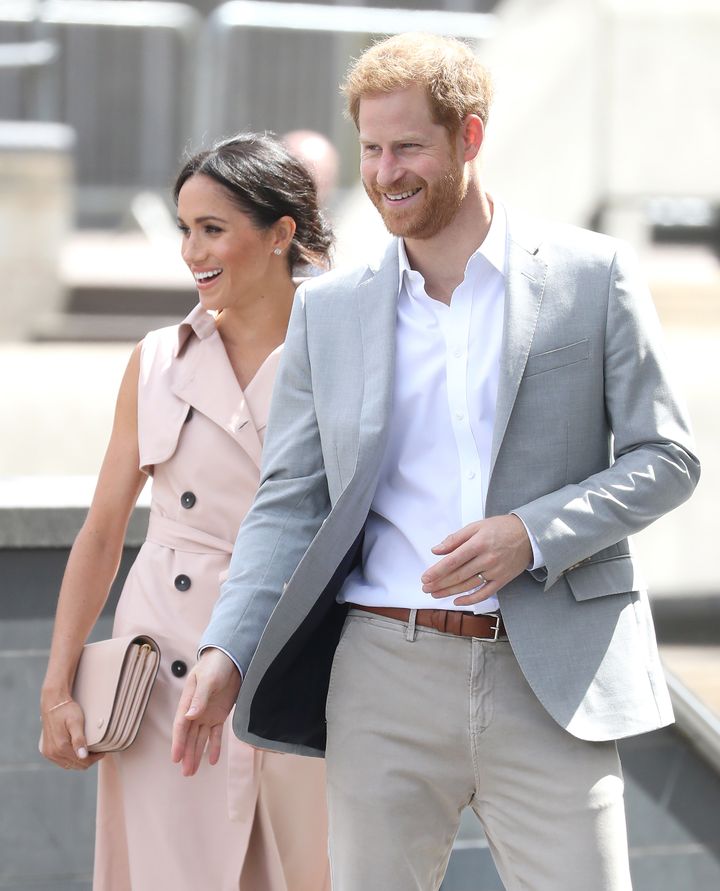 The Duke and Duchess of Sussex visit the Nelson Mandela Centenary Exhibition on Tuesday in London.