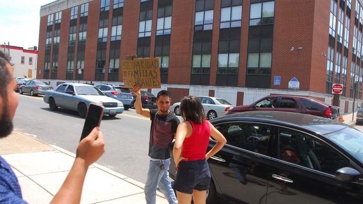 Young people at a pro-immigrant rally in southeast Baltimore, where concern about youth suicide under the Trump administration has prompted scrutiny by mental health experts at Johns Hopkins University.