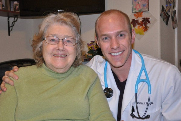 Dr. Brian Nagle (right) with his grandmother and culinary inspiration. Nagle is a resident at MedStar Georgetown University Hospital and just graduated from the University of Central Florida College of Medicine, where culinary medicine is taught.