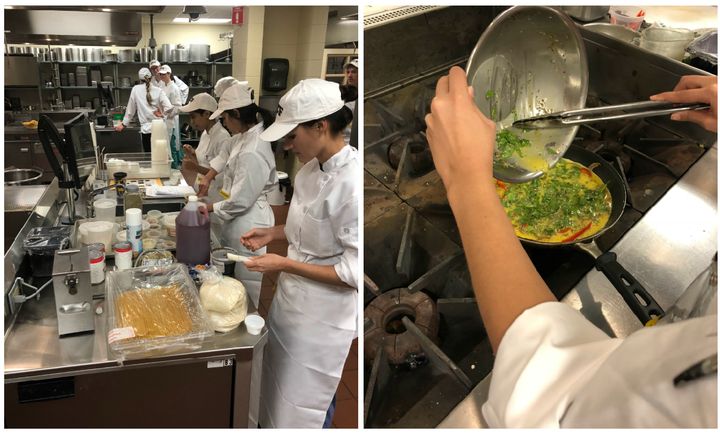 University of Central Florida medical students in the kitchen for their culinary medicine course.