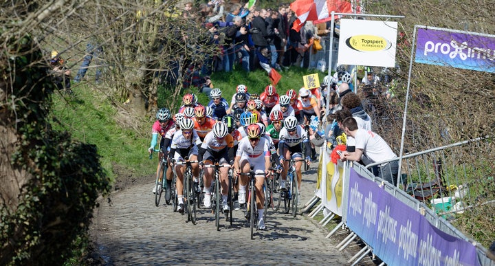 Women compete in the Tour of Flanders, 2015.