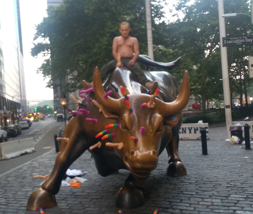 Wall Street Bull Covered In Sex Toys, Ridden By 'Vladimir Putin' | HuffPost  News