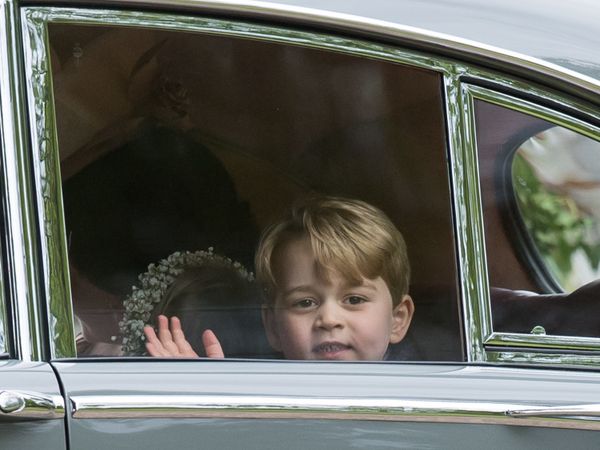  Pageboy Prince George greets while qu & # 39; 39, he leaves the marriage of Pippa Middleton and James Matthews to St Mark's Church on May 20, 201 