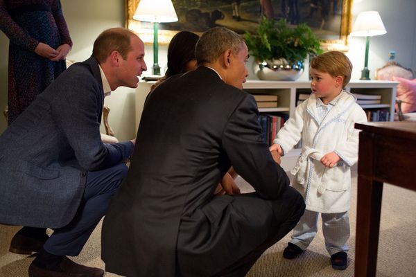  Prince George meets President Barack Obama and First Lady Michelle Obama at Kensington Palace on April 22. 