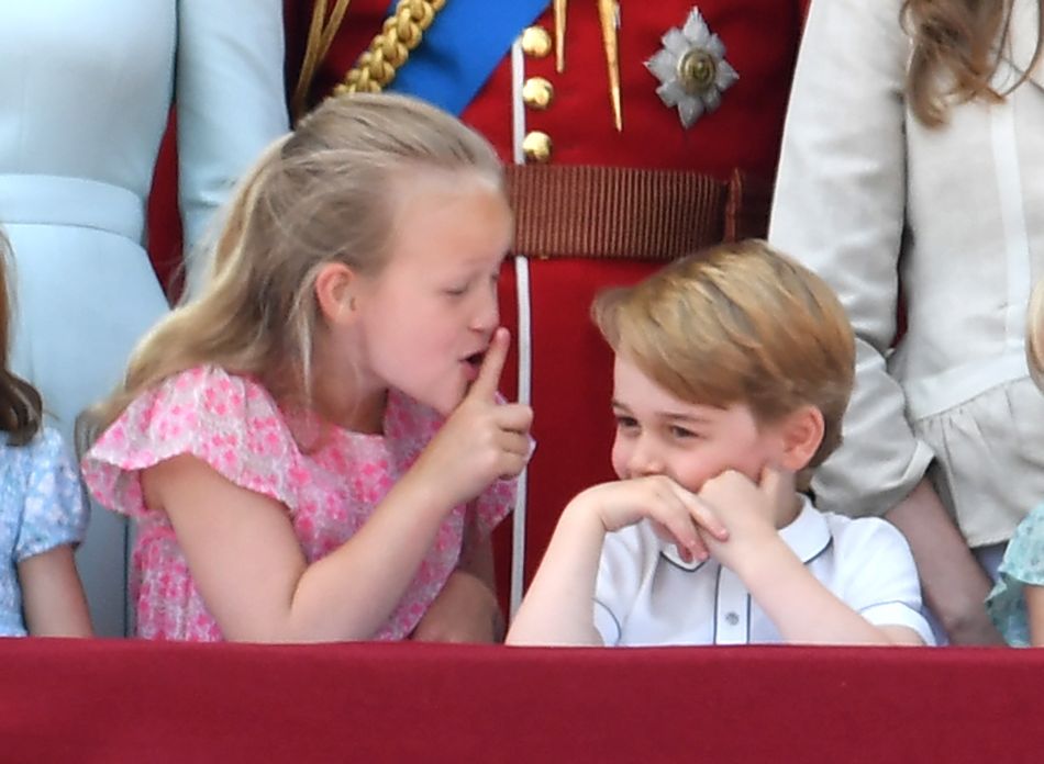 June 2018: The Prince briefly enjoys being told off by his cousin Savannah Phillips while at Trooping The Colour, London.