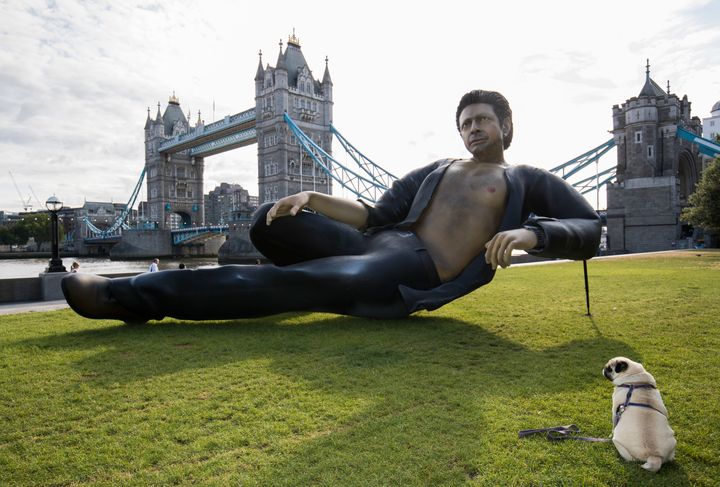 Streaming service Now TV unveiled a statue of Jeff Goldblum on July 18 in honor of the 25th anniversary of "Jurassic Park."
