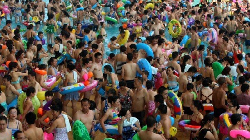 china overcrowded pool