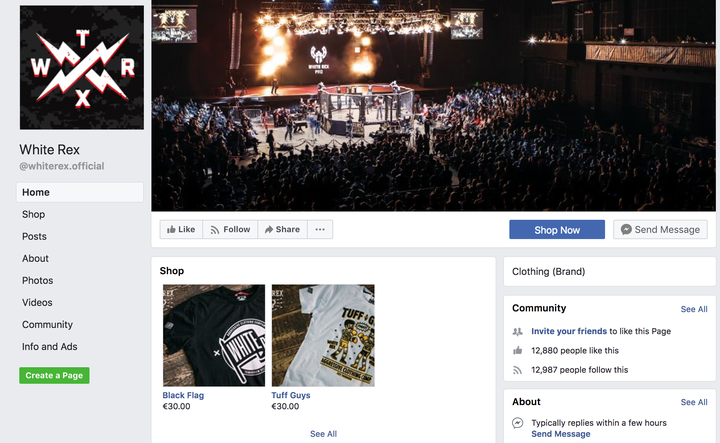 A screenshot of the White Rex Facebook page.