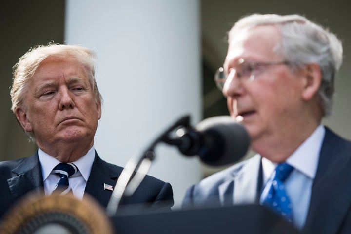 President Donald Trump and Senate Majority Leader Mitch McConnell. Three times this week, Trump rejected U.S. intelligen