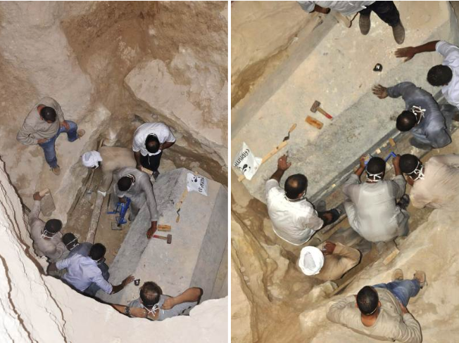 The sarcophagus was recently unearthed in Alexandria on a building site.