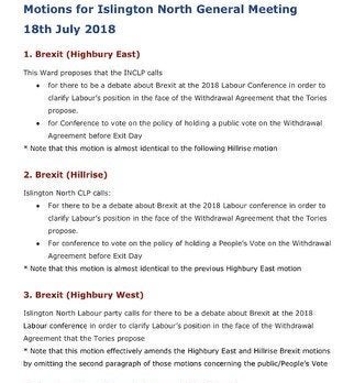 The motions tabled by activists in Corbyn's local party