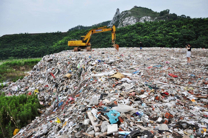 A garbage dump site near Taihu Lake, Jiangsu province, China. On Jan. 1, 2018, the country closed its borders to several types of imported waste.