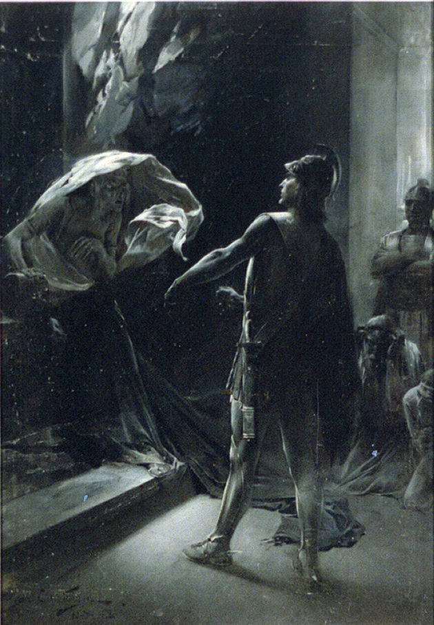 Alexander the Great coercing the Delphian Oracle in an oil painting from 1898 by Andre Castaigne. The warrior king's grave has never been found 