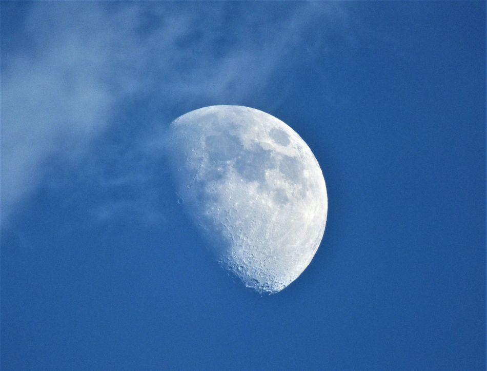 Earths only natural satellite is situated above the horizon of our planet so it is visible during daytime and the waxing gibbous phase can clearly be seen in the sky The photographer captured this imposing image in Malaga Spain while vacationing with her children Malaga Spain 1 August 2017