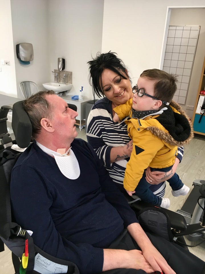 David (left) with Lisa Lax-Harding and her son Finlay.