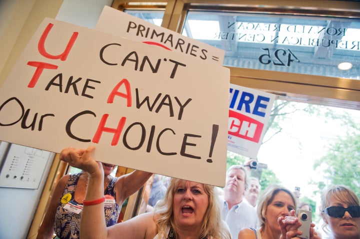 A 2012 protest organized by FreedomWorks, a conservative “grassroots service center.”