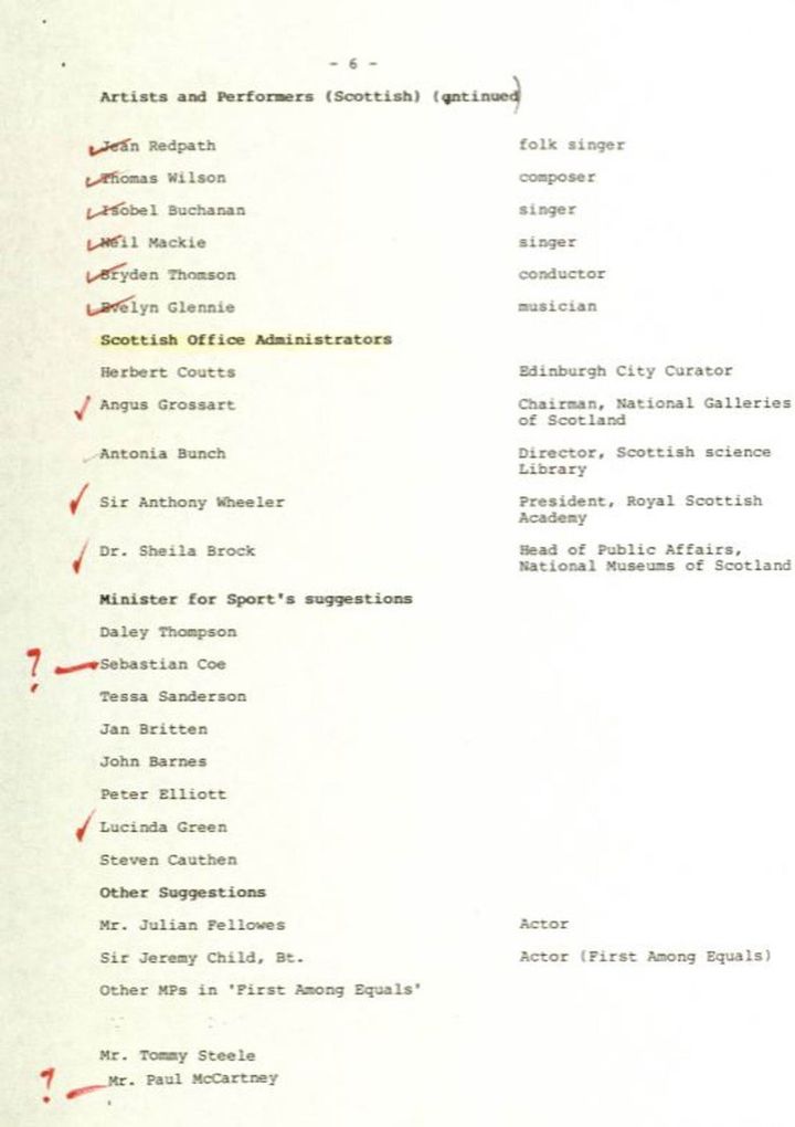 The celebrity guestlist vetted by Denis Thatcher.