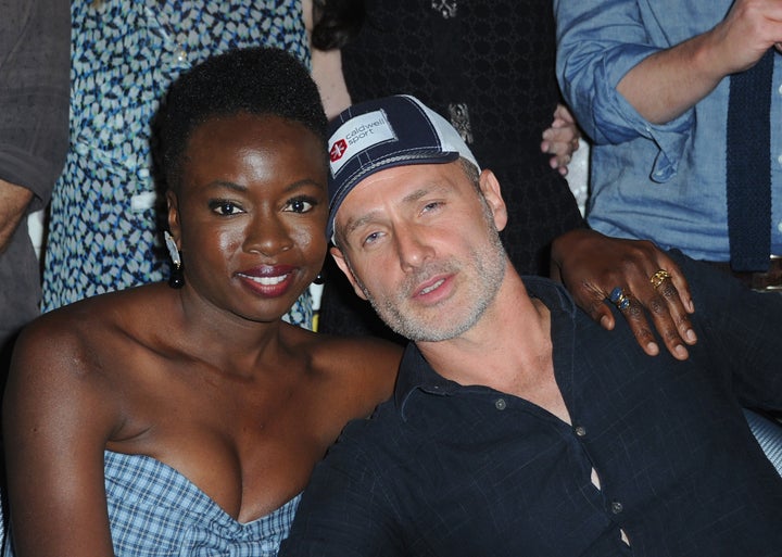  Danai Gurira and Andrew Lincoln hugging it out at SDCC.