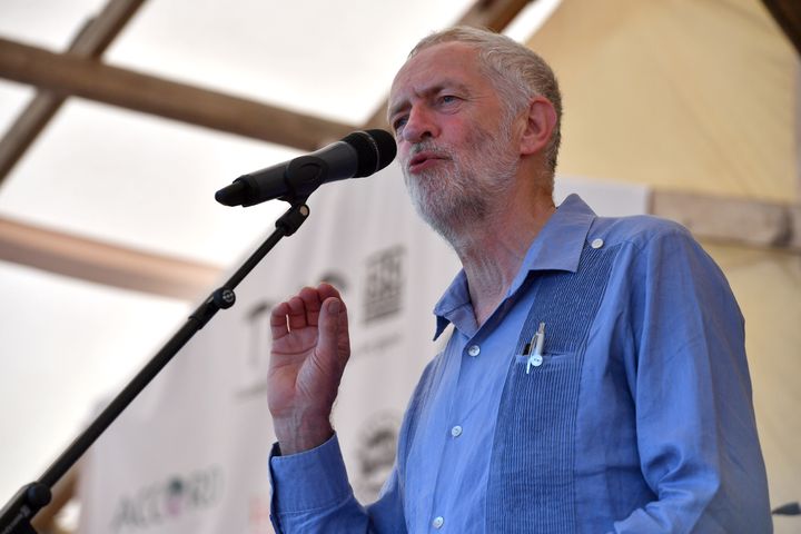 Labour leader Jeremy Corbyn speaking at the Tolpuddle Martyrs Festival in Tolpuddle, Dorset 