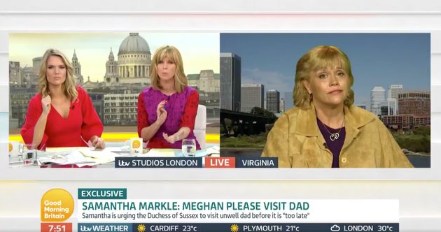 Charlotte Hawkins and Kate Garraway interviewed Samantha over video link