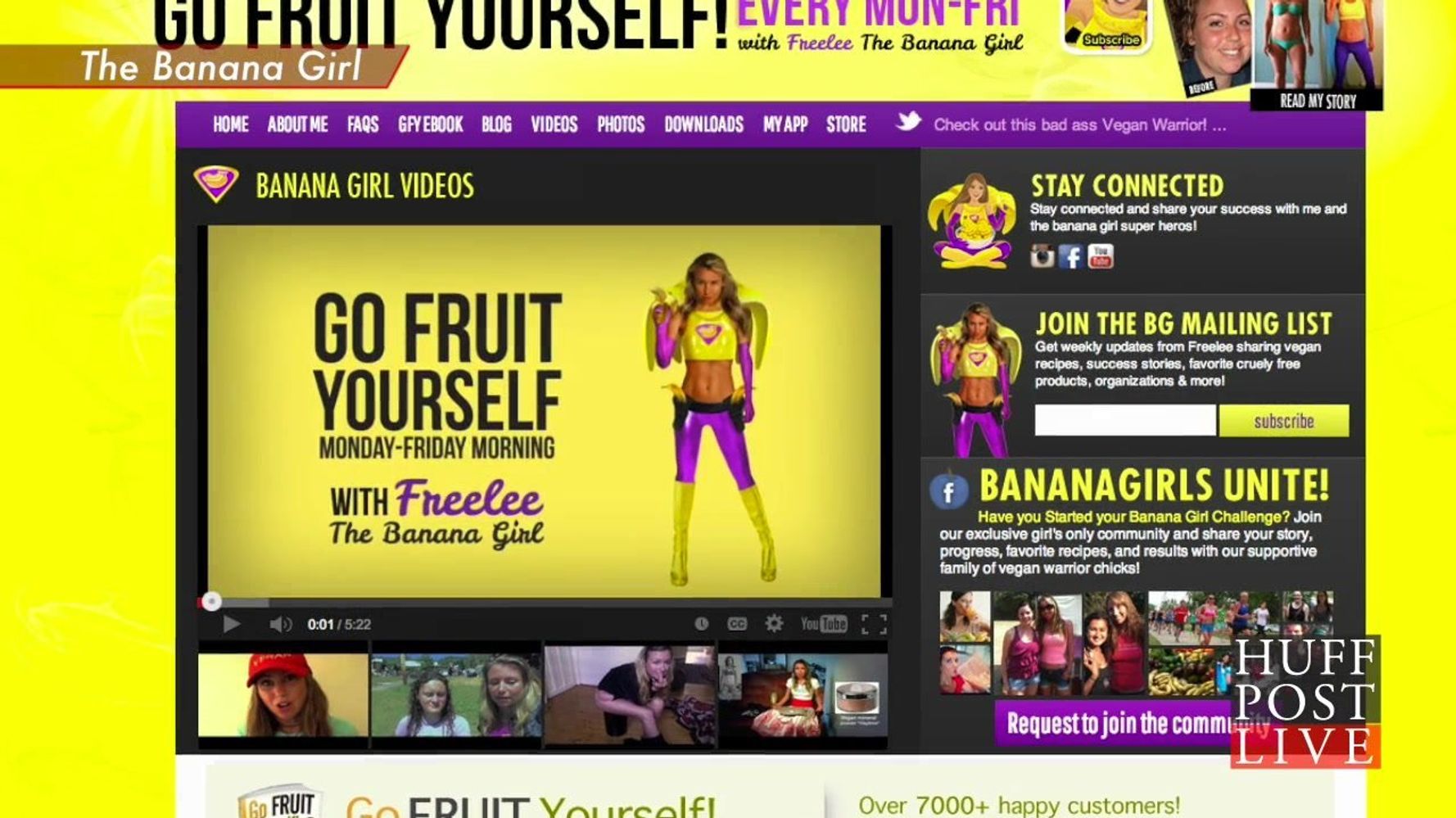 Freelee The Banana Girl S Fruity Diet Has Her Eating Up To 51 Bananas A Day Huffpost