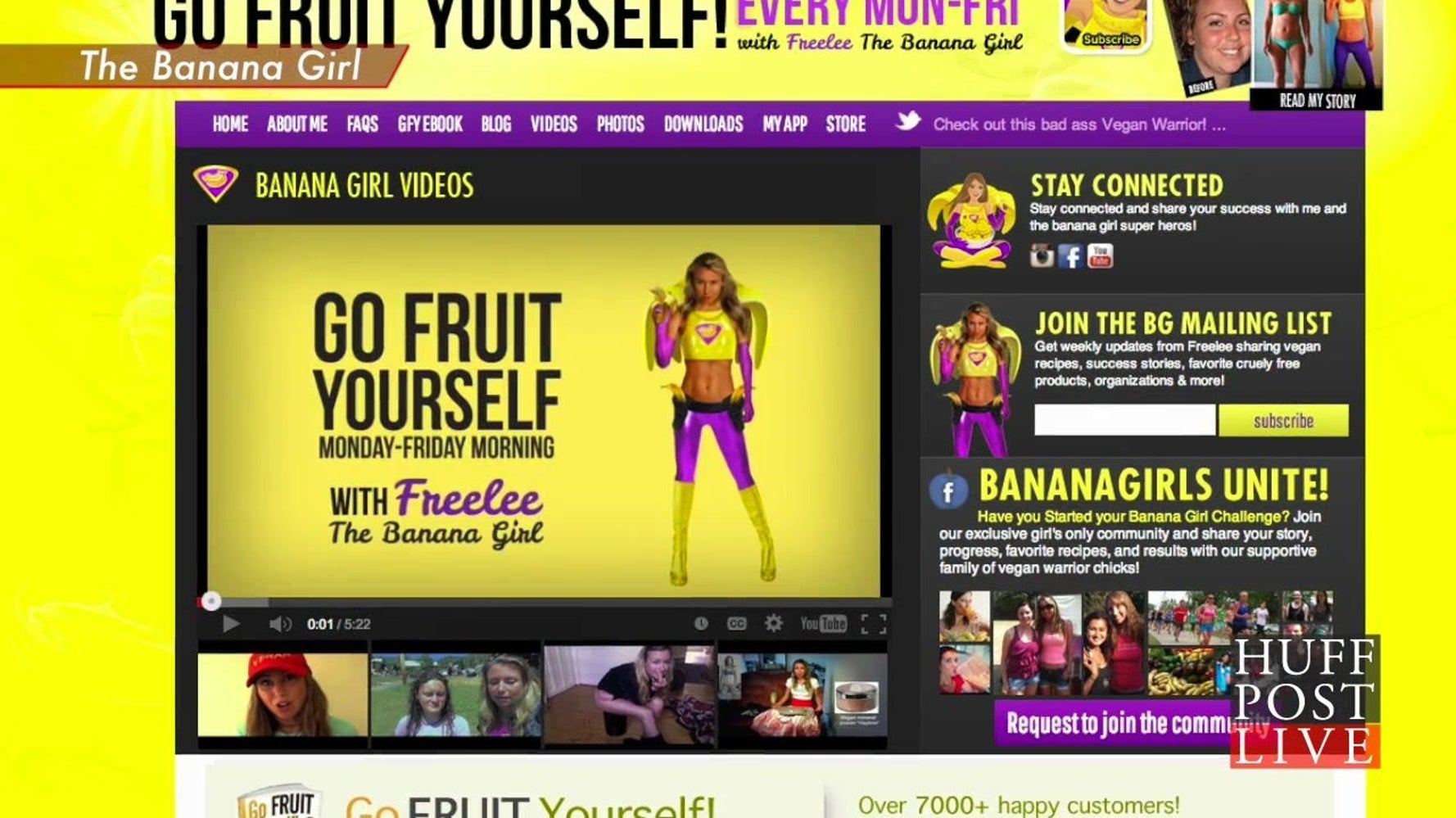 Freelee The Banana Girl S Fruity Diet Has Her Eating Up To 51 Bananas A Day Huffpost