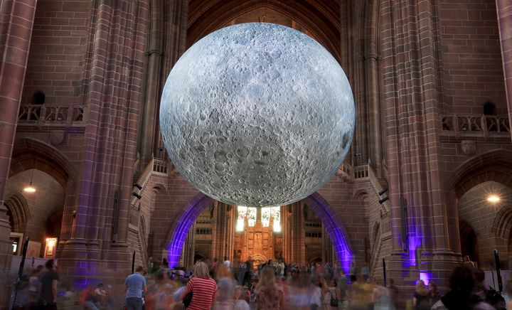 Luke Jerram's Museum of the Moon at Liverpool Catherdral 