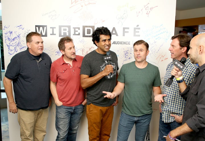 Kevin Heffernan, Paul Soter, Jay Chandrasekhar, Steve Lemme and Erik Stolhanske of "Super Troopers 2."