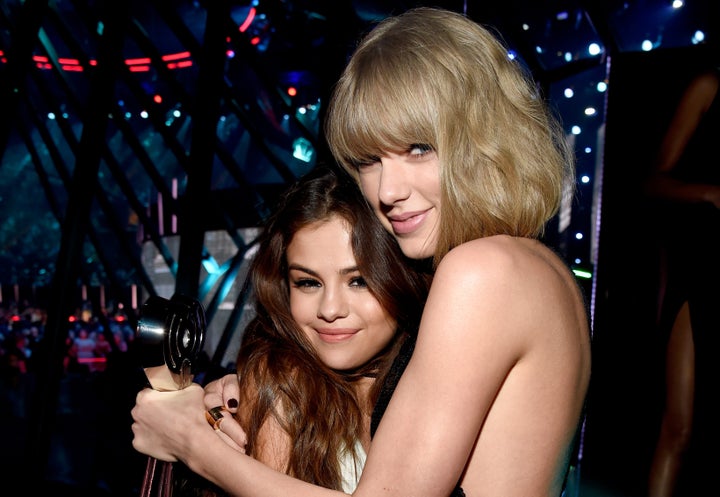 Selena Gomez and Taylor Swift share an embrace in 2016.