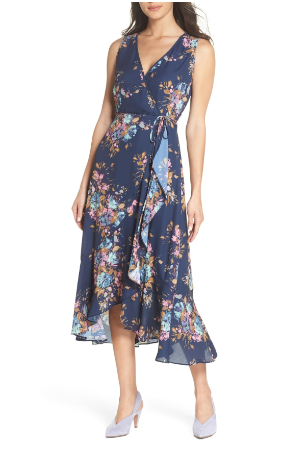 Charles henry floral wrap dress hot sale