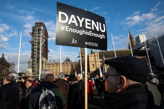 Protestors outside Parliament in March