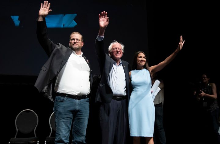 Sen. Bernie Sanders and congressional nominee Alexandria Ocasio-Cortez campaigned with James Thompson, who is running in a deep-red district in Kansas.