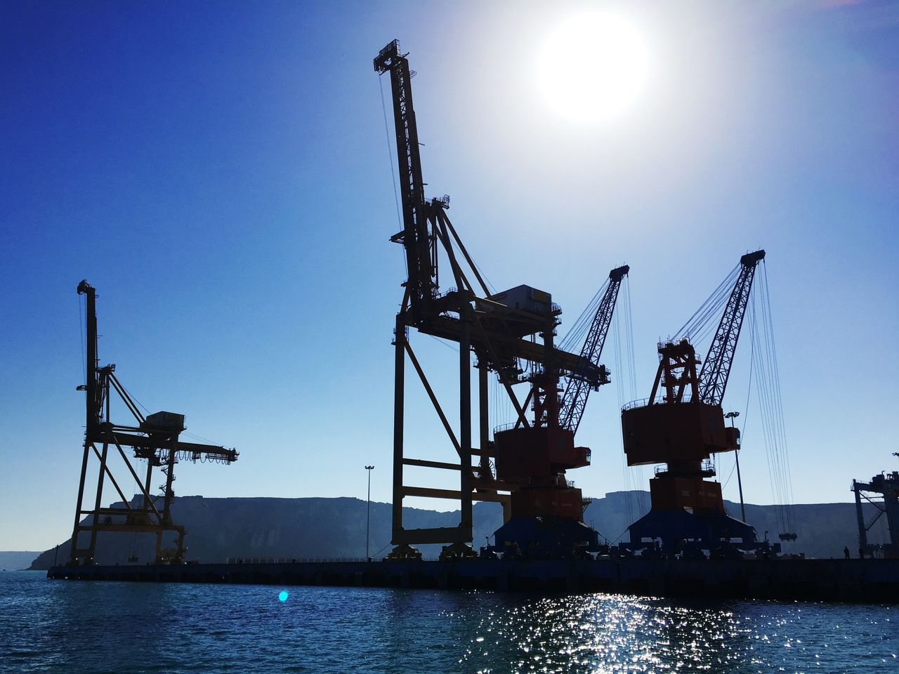 A January 2016 view of the huge cranes at the Chinese-controlled Gwadar port in Balochistan.