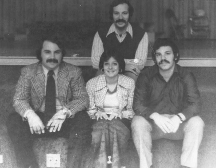 Schwartzman (center) in 1975 with fellow teachers at their middle school.