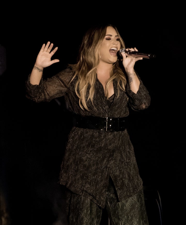 Demi Lovato performs during the 2018 California Mid-State Fair on July 22.