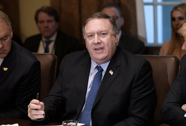 Secretary of State Mike Pompeo railed against Iran in a speech on Sunday, hours before Trump went further in his all-cap